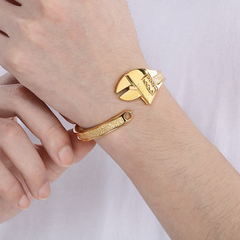 Planderful Titanium Tool Wrench Men Retro Opening Bracelet