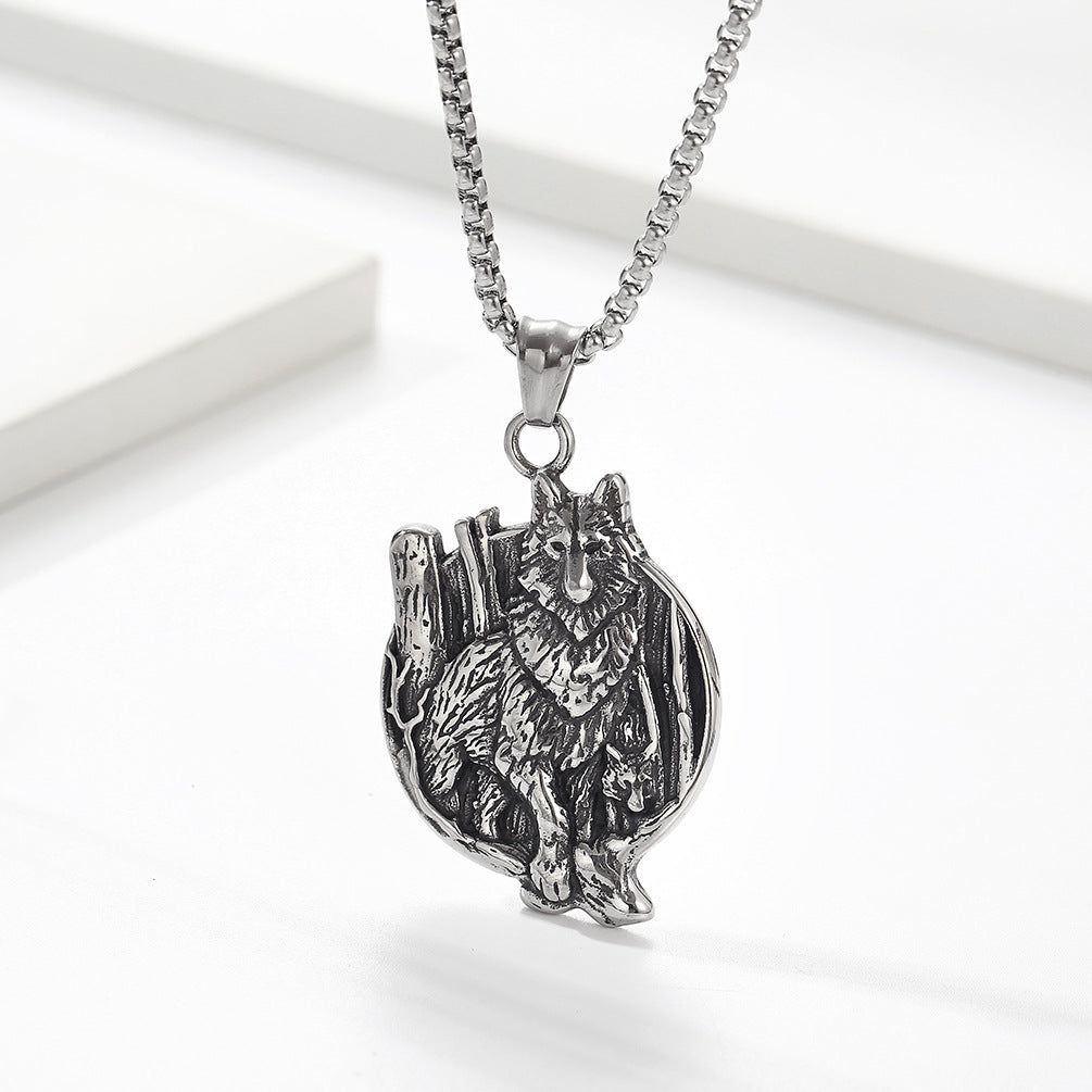 Amazon Vintage Nordic Celtic Wolf Stainless Steel Necklace for Men
