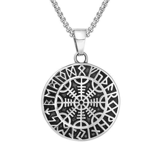 Planderful Personalized Viking Pendant For Men Unisex Stainless Steel Necklace Retro Nordic Design