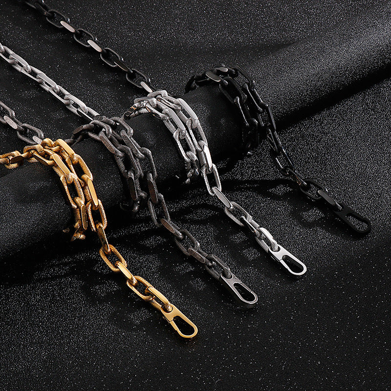 Back-Shaped Titanium Steel Men's Jewelry Set with Needle Detail