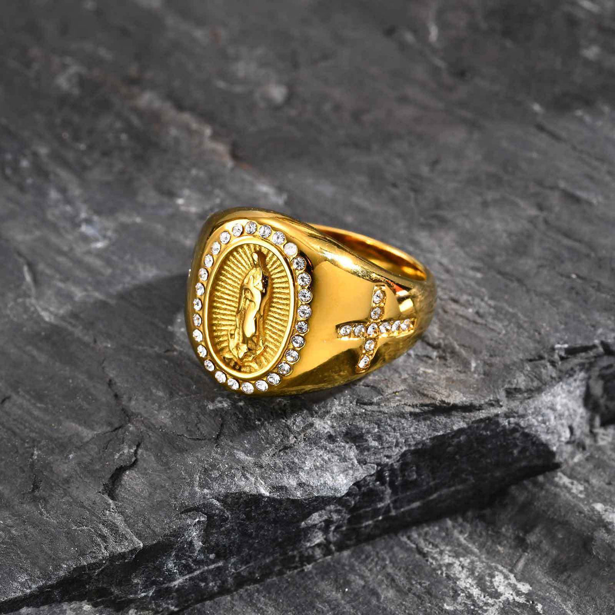 Hot-Selling Hip-Hop Hiphop Maria Ring – Zircon Men's Titanium Steel