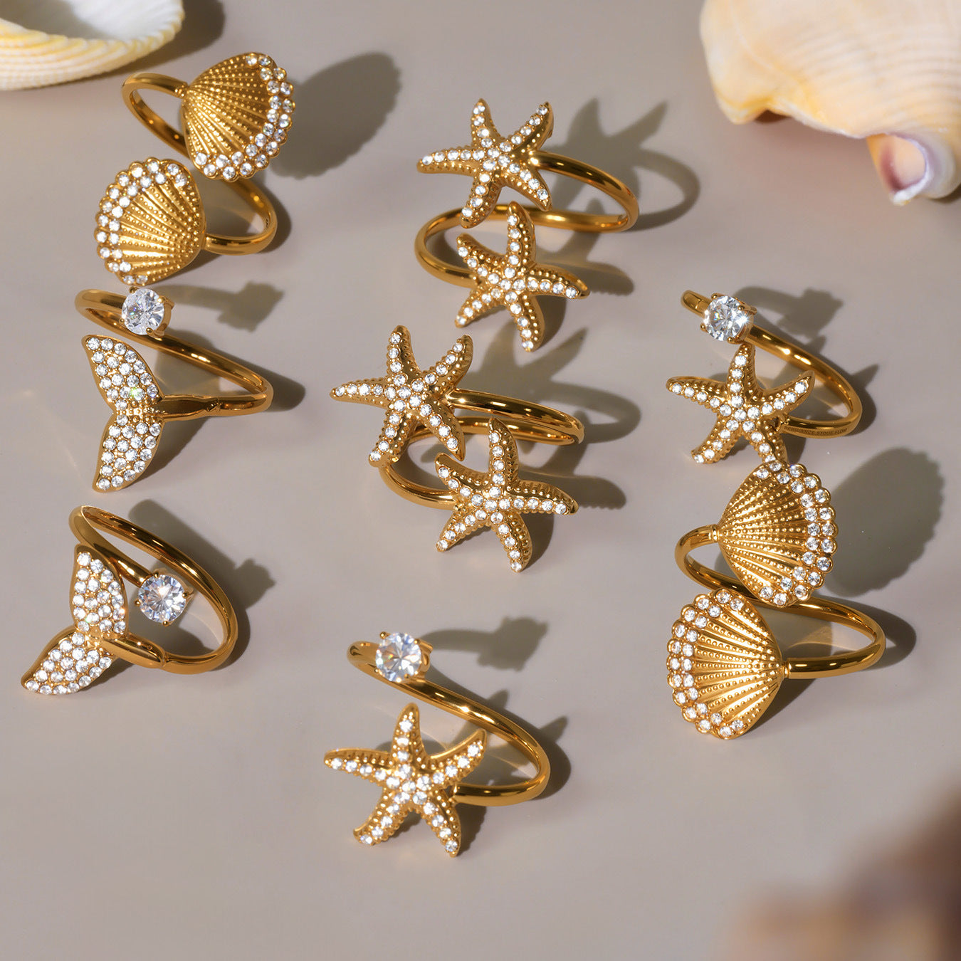 Planderful Starfish Ring 18K Gold Plated Beach Lovers