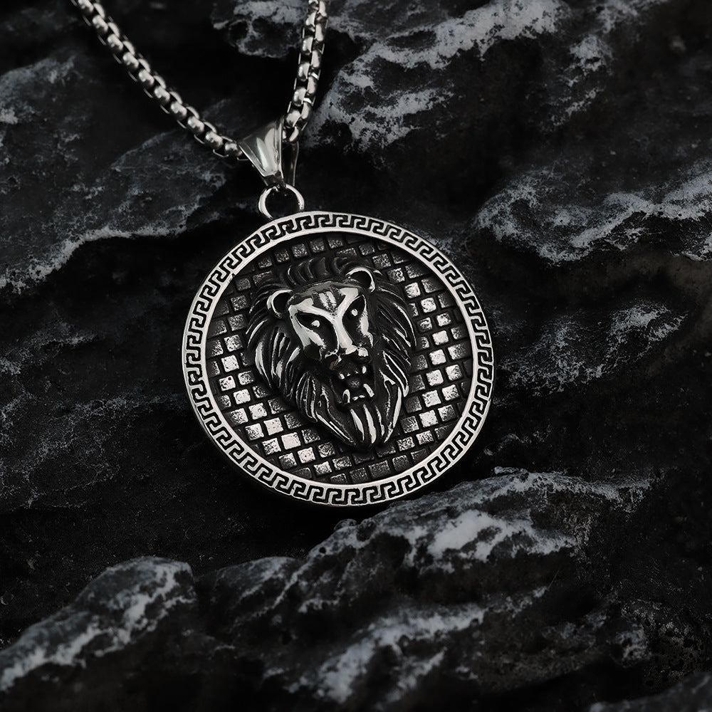European And American Retro Stainless Steel Men's Pendant Personalized Lion Head Necklace