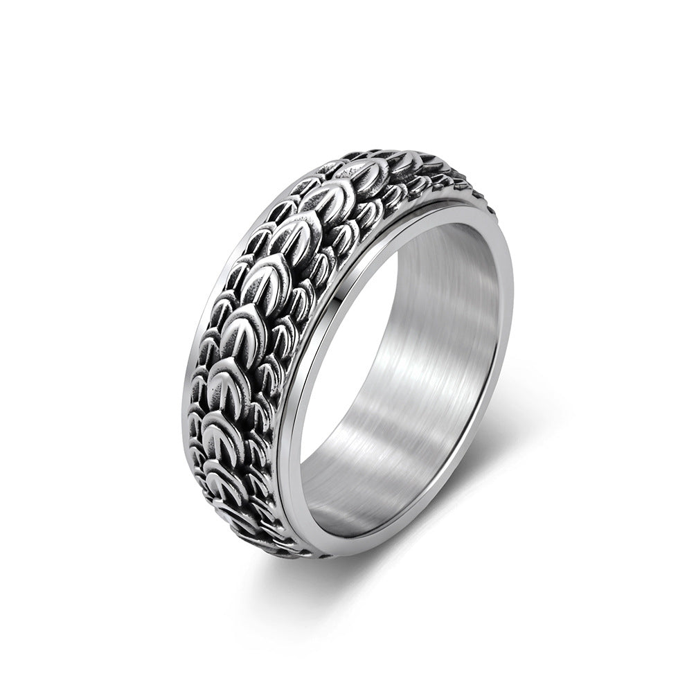 Dragon Scale Spinner Vintage Stainless Steel Ring for Men