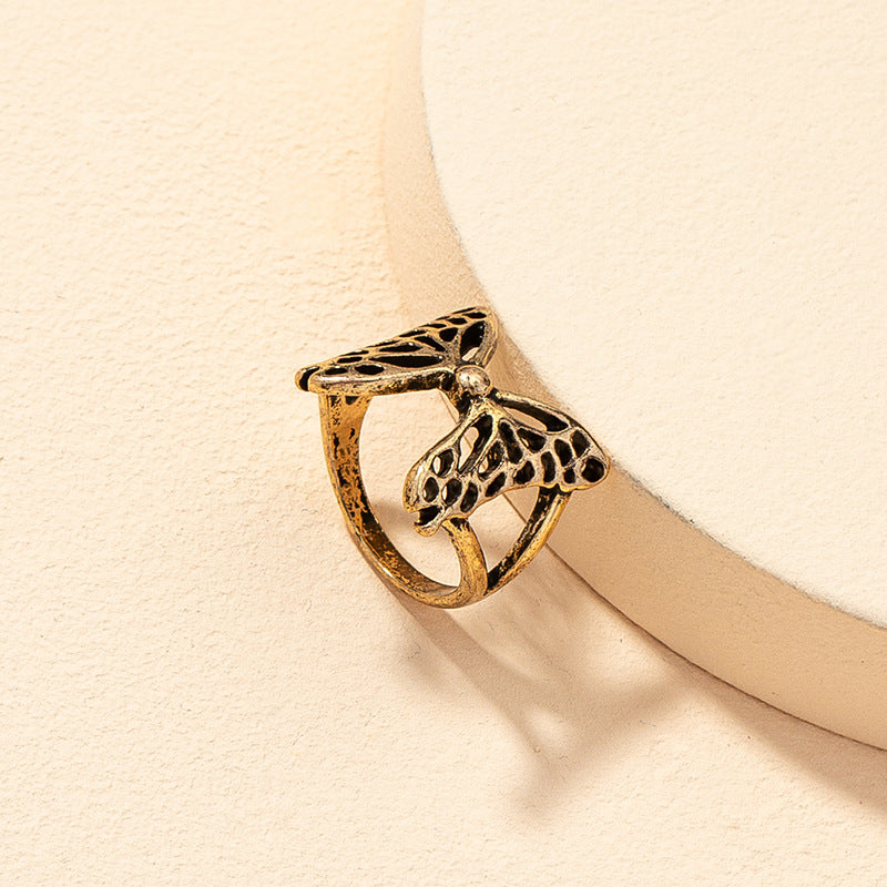 European Style Hollow Butterfly Ring with Niche Design for Fashionable Street Style