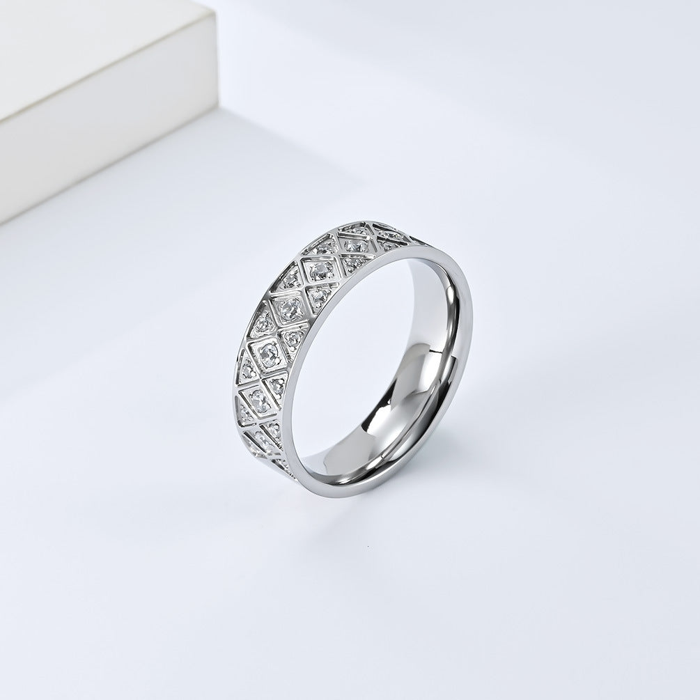 Cross-Border European and American Titanium Steel Zircon Ring
