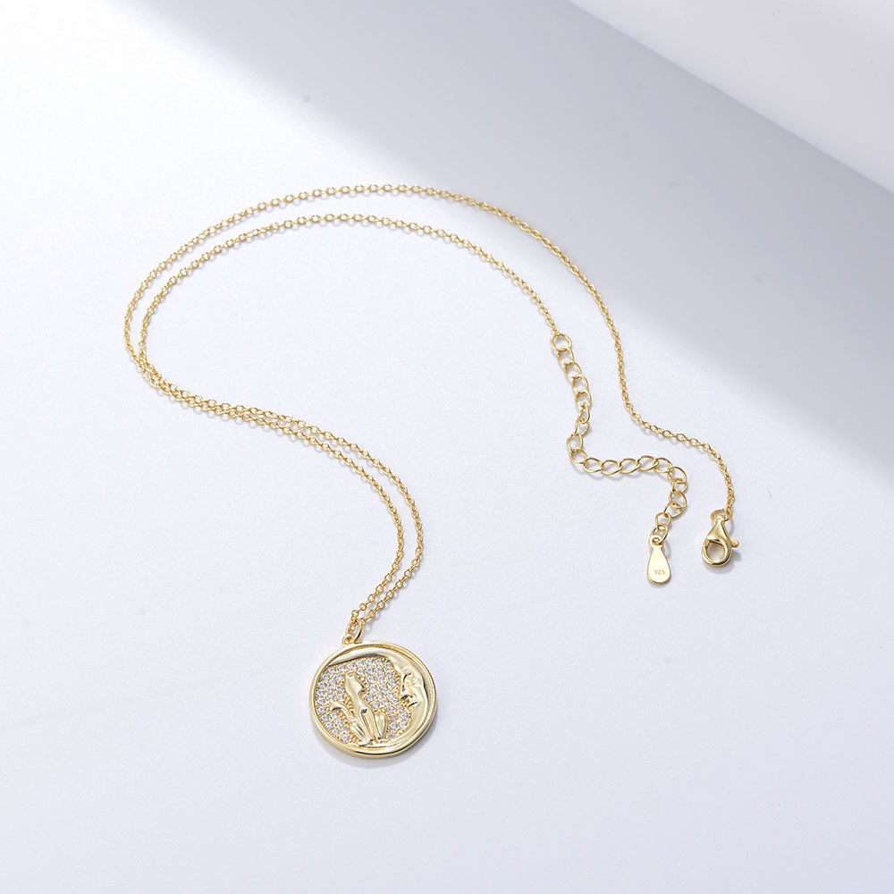 S925 Sterling Silver Slightly Inlaid Zircon Kitten Pendant Necklace, Style Cute Little Fresh Girls