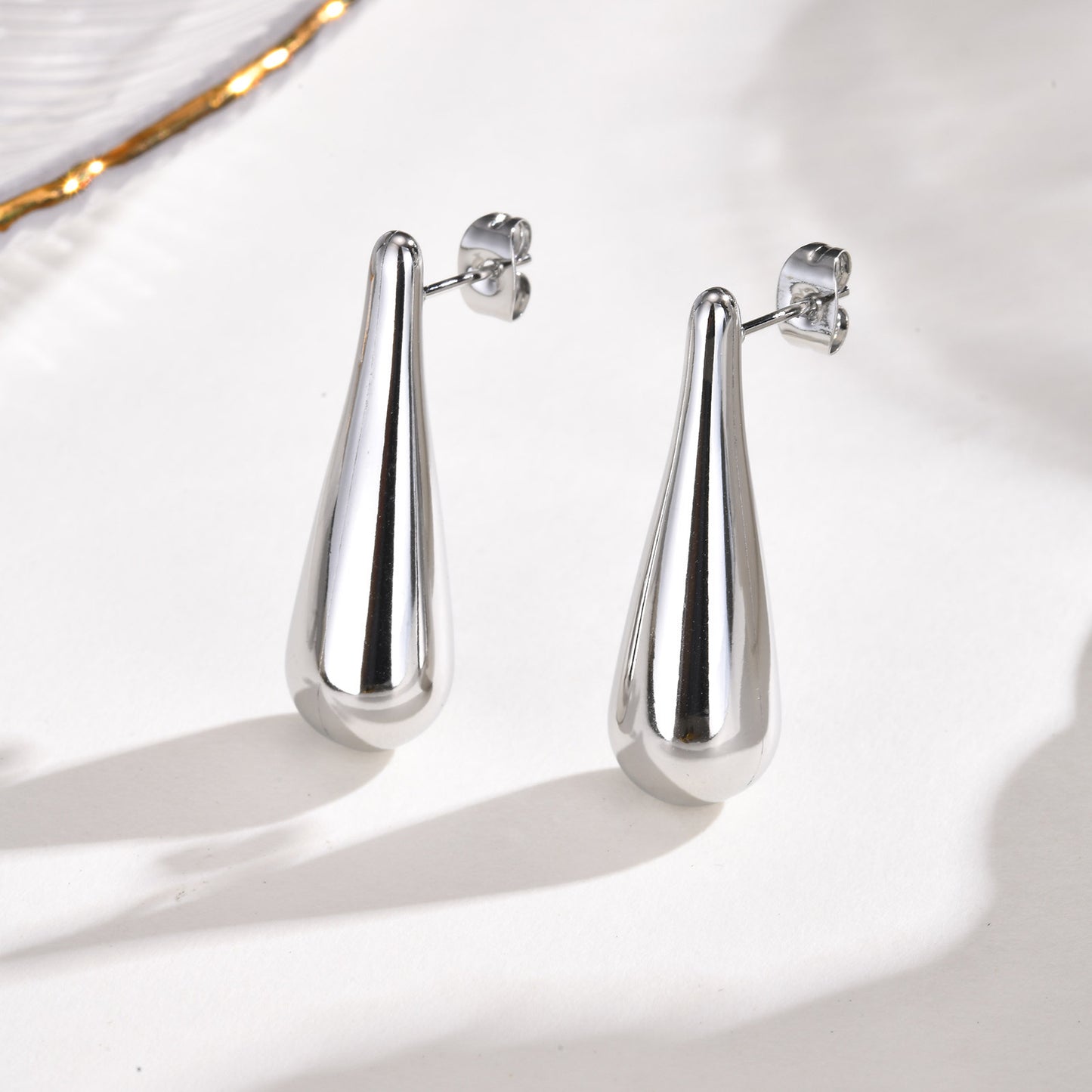 Wholesale Jewelry Stainless Steel Glossy Water Drop Earrings