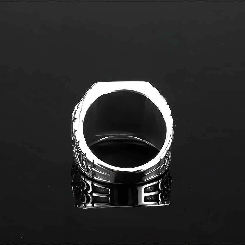 European And American Jewelry Wholesale Men's Titanium Steel Ring Retro Viking Triangle Logo Hip-Hop Style