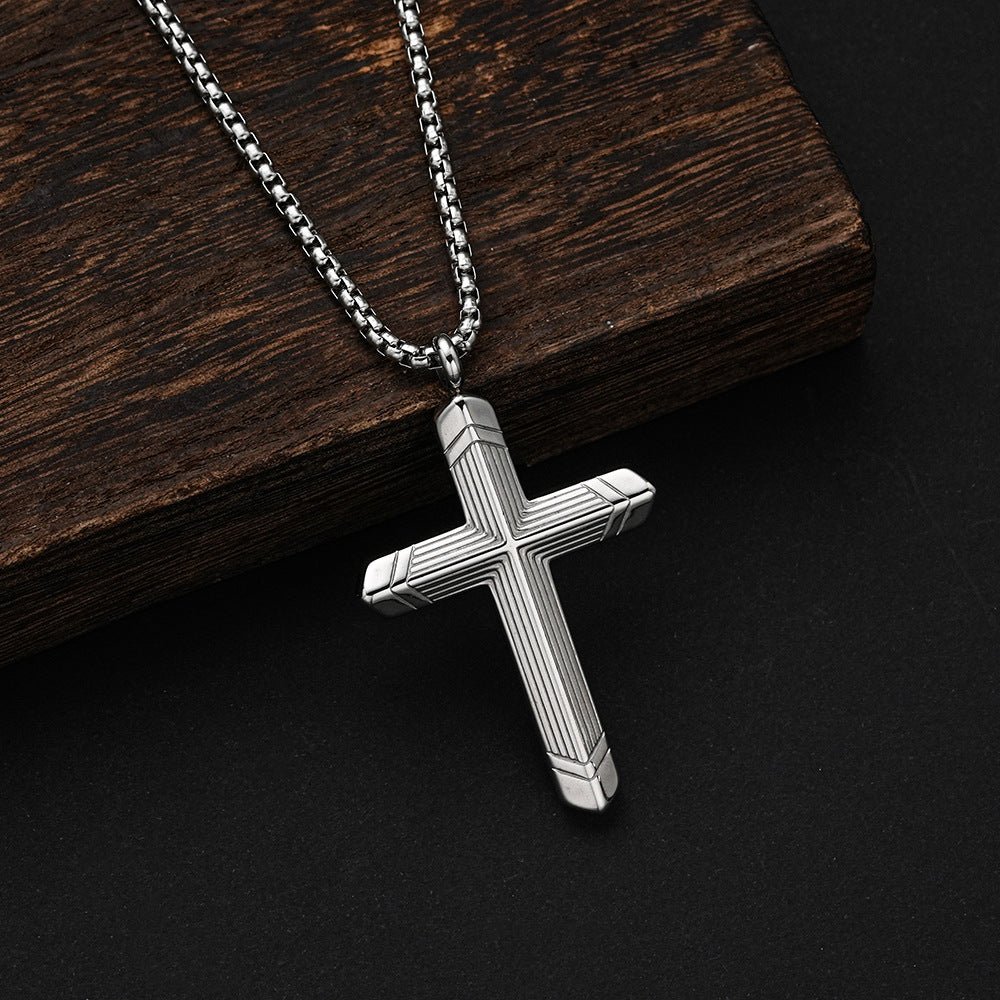 Planderful Everyday Genie Titanium Steel Cross Necklace Unisex Pendant For Everyday Wear Modern Style