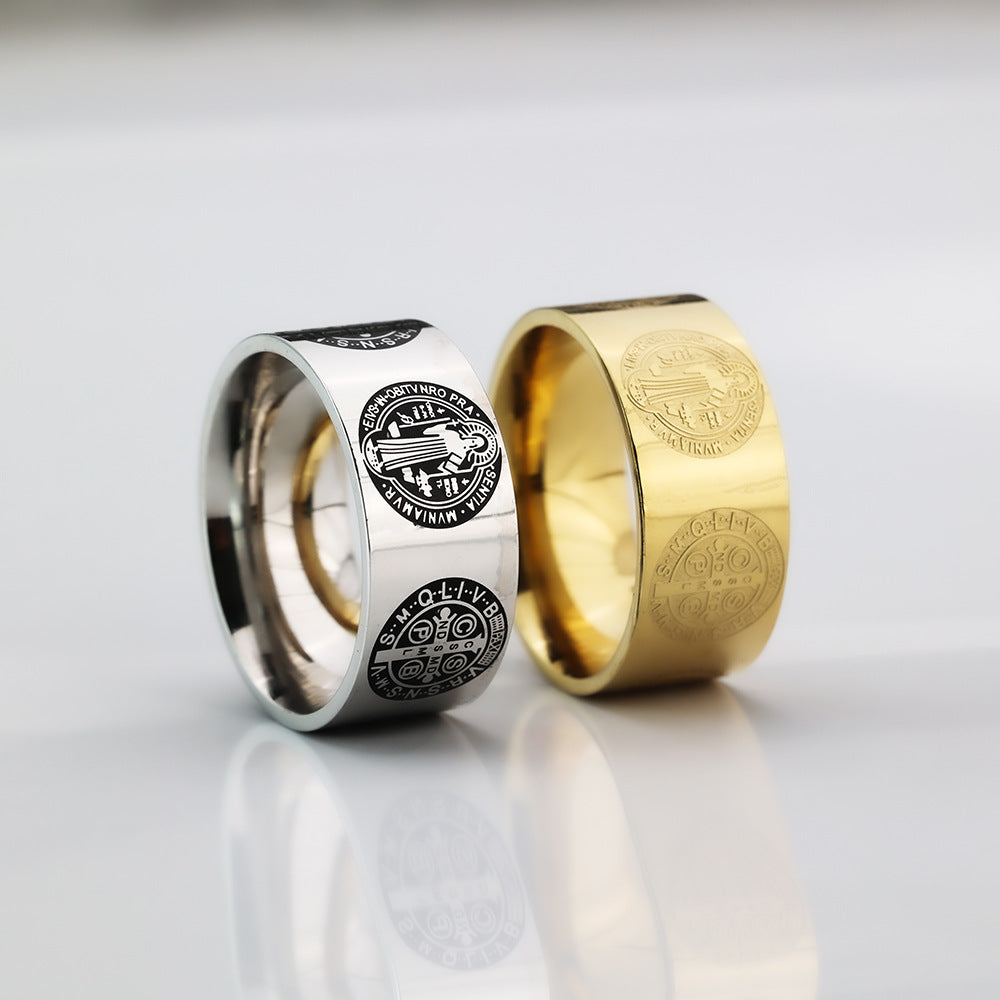 European And American Stainless Steel Ring Fashion Exorcism Cross Holy Book Men And Women Suitable Ring For Men