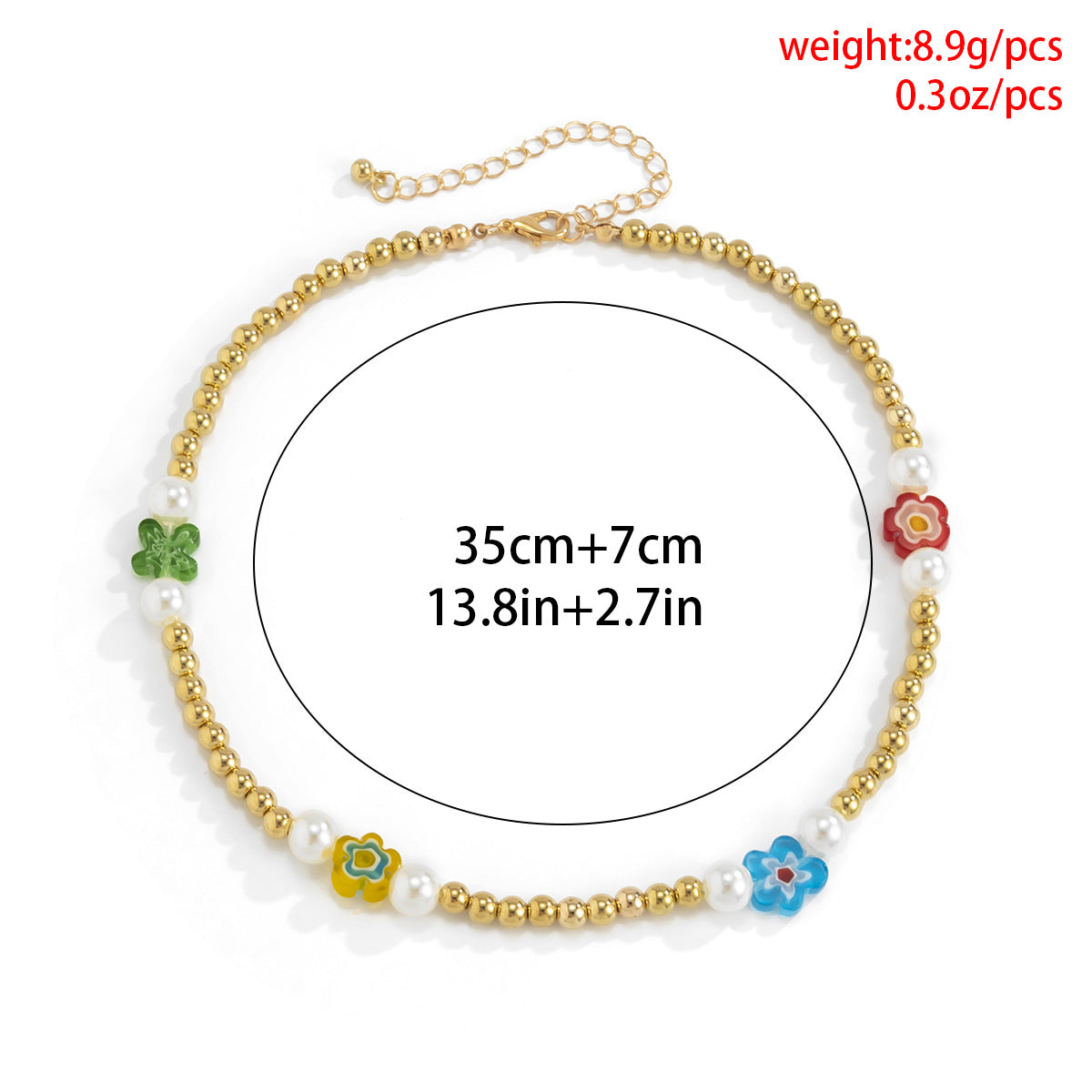 Planderful Glass Flower Necklace For Women Colorful Vacation Style Beaded Creative Clavicle Chain Statement