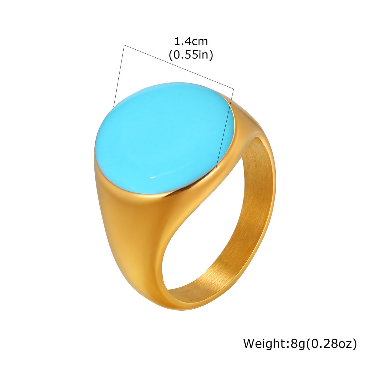 Stainless Steel Summer Ocean Wind Drip Oil Ring Irregular Design Curved Drip Light Blue