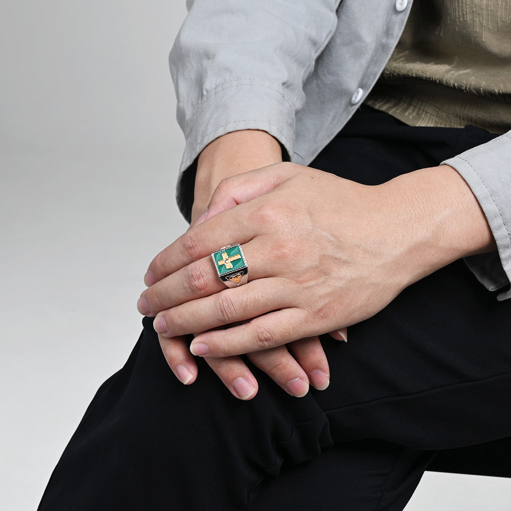 Steel Ring – Vintage Nordic Celtic Knot Cross Ring