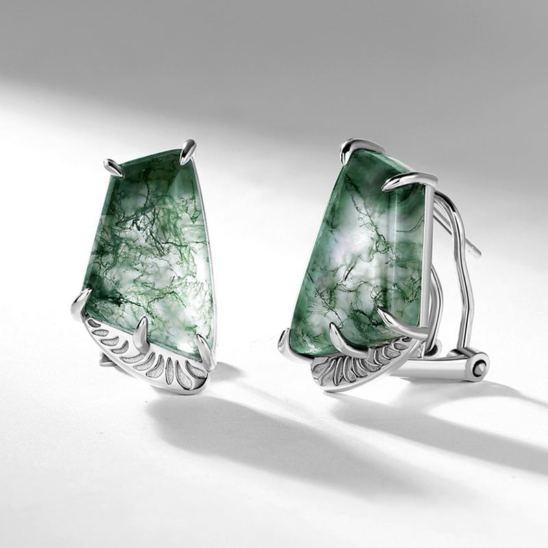 S925 Sterling Silver Moss Agate Signature Jewelry Collection