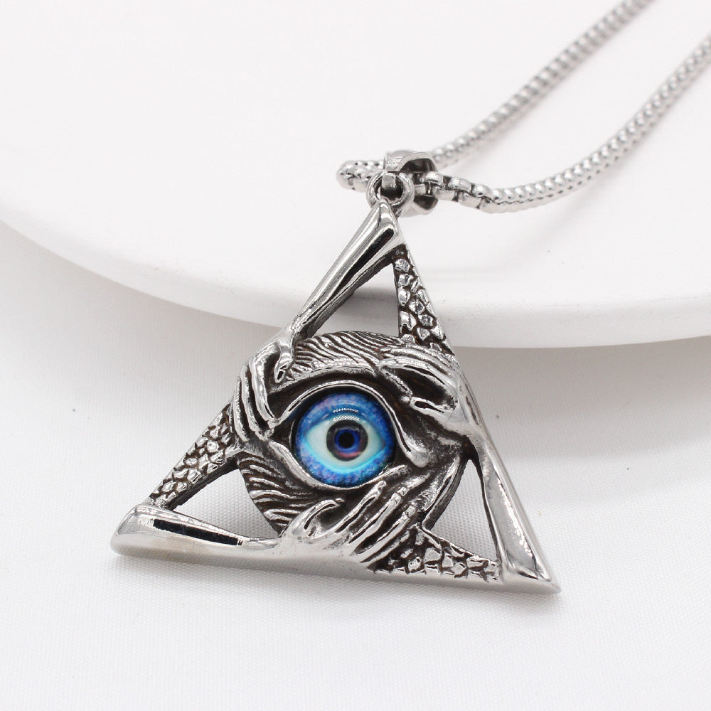 All Seeing Eye Freemason Pyramid Pendant Titanium Steel Durable Unisex Necklace By Planderful For Men And Style Seekers