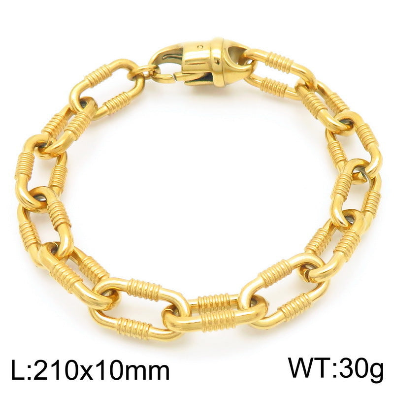 Mens Titanium Steel Bracelet Planderful Skull Buckle Bold