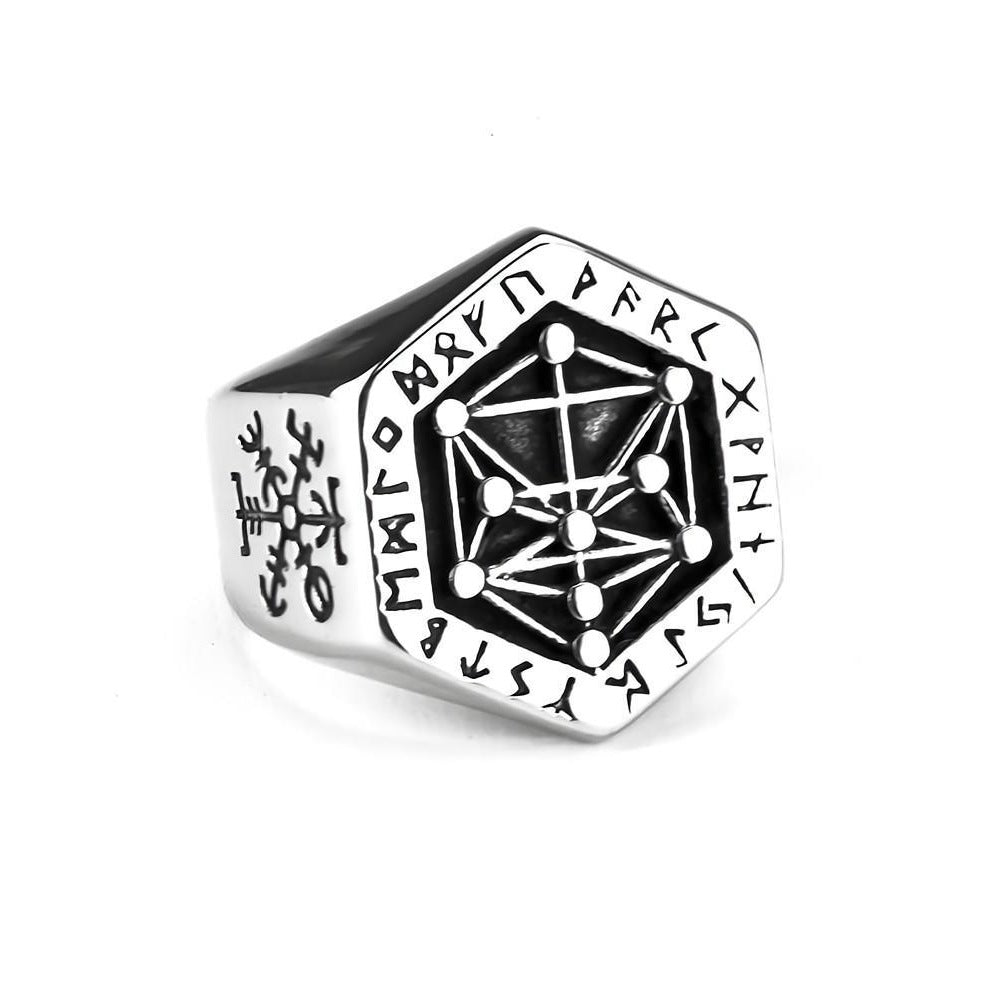 Nordic Vintage Stainless Steel Men's Viking Compass Ring