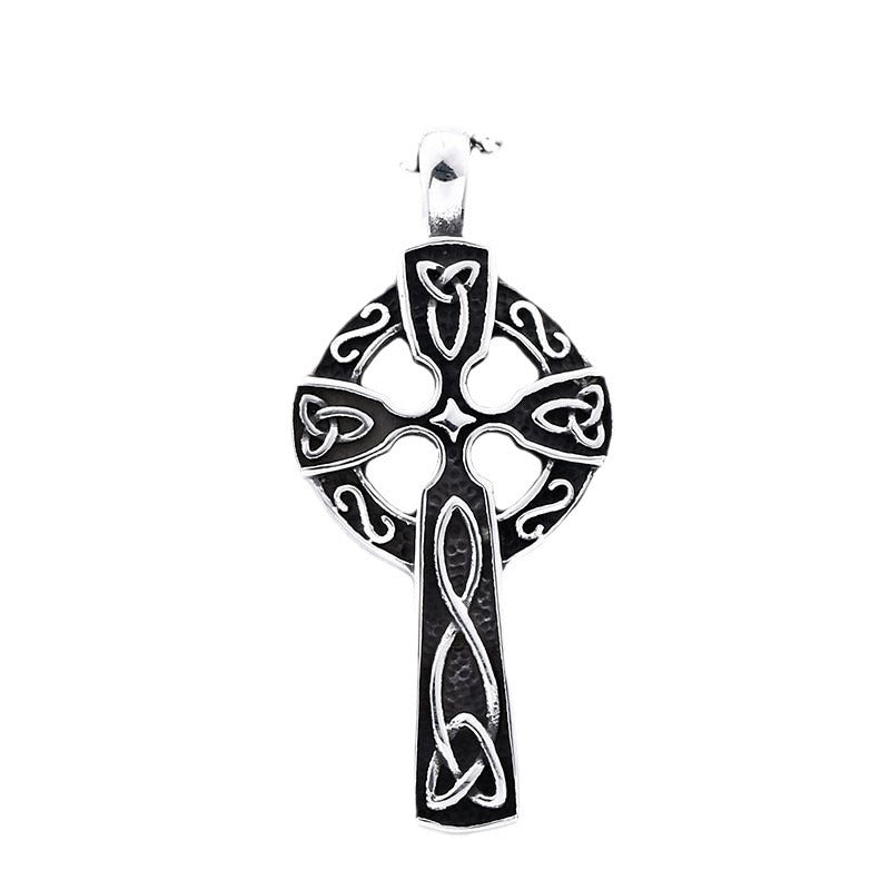 Titanium Steel Viking Celtic Knot Cross Pendant for Men - Retro Stainless Steel Accessory