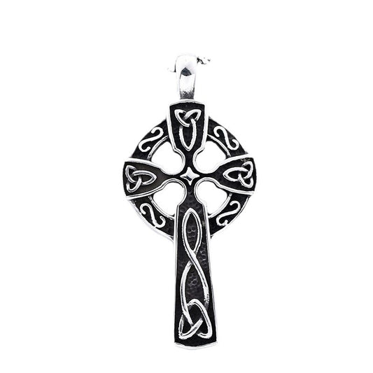 Titanium Steel Viking Celtic Knot Cross Pendant for Men - Retro Stainless Steel Accessory
