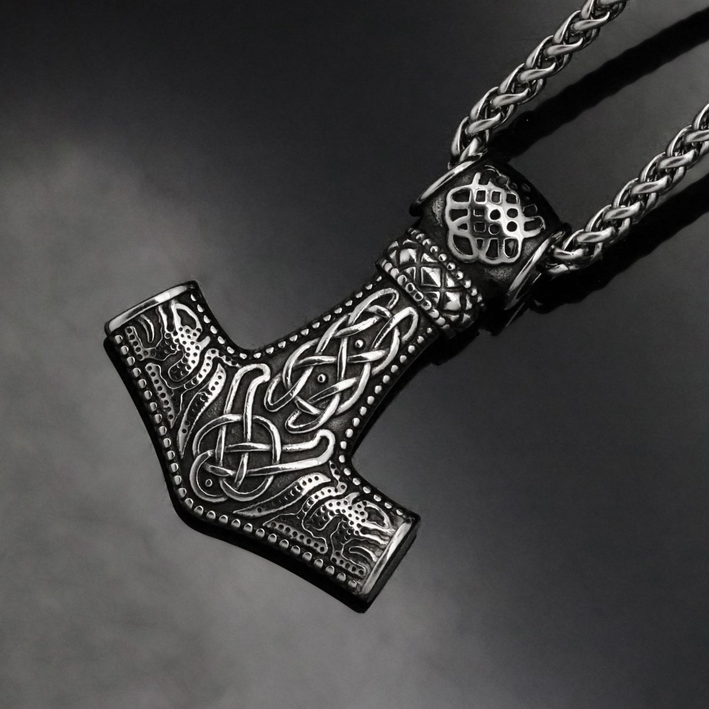 Steel Necklace – Statement Nordic Viking Thor Hammer Pendant for Everyday Wear and Style