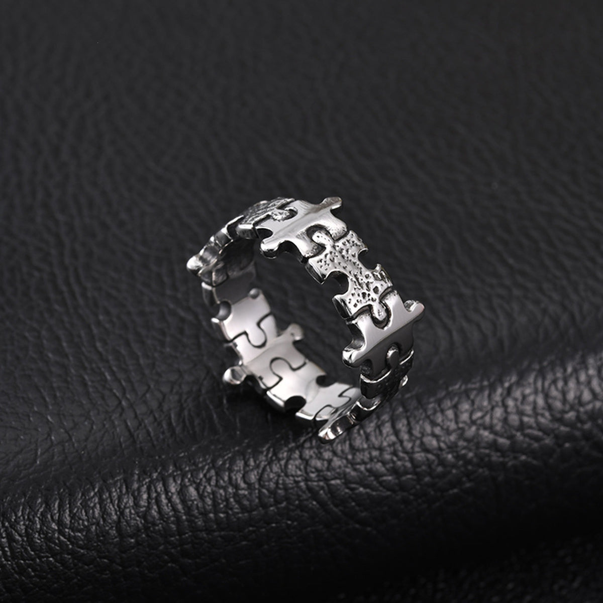 Pieces Puzzle Stainless Steel Puzzle Punk Individual Cold Wind Ring
