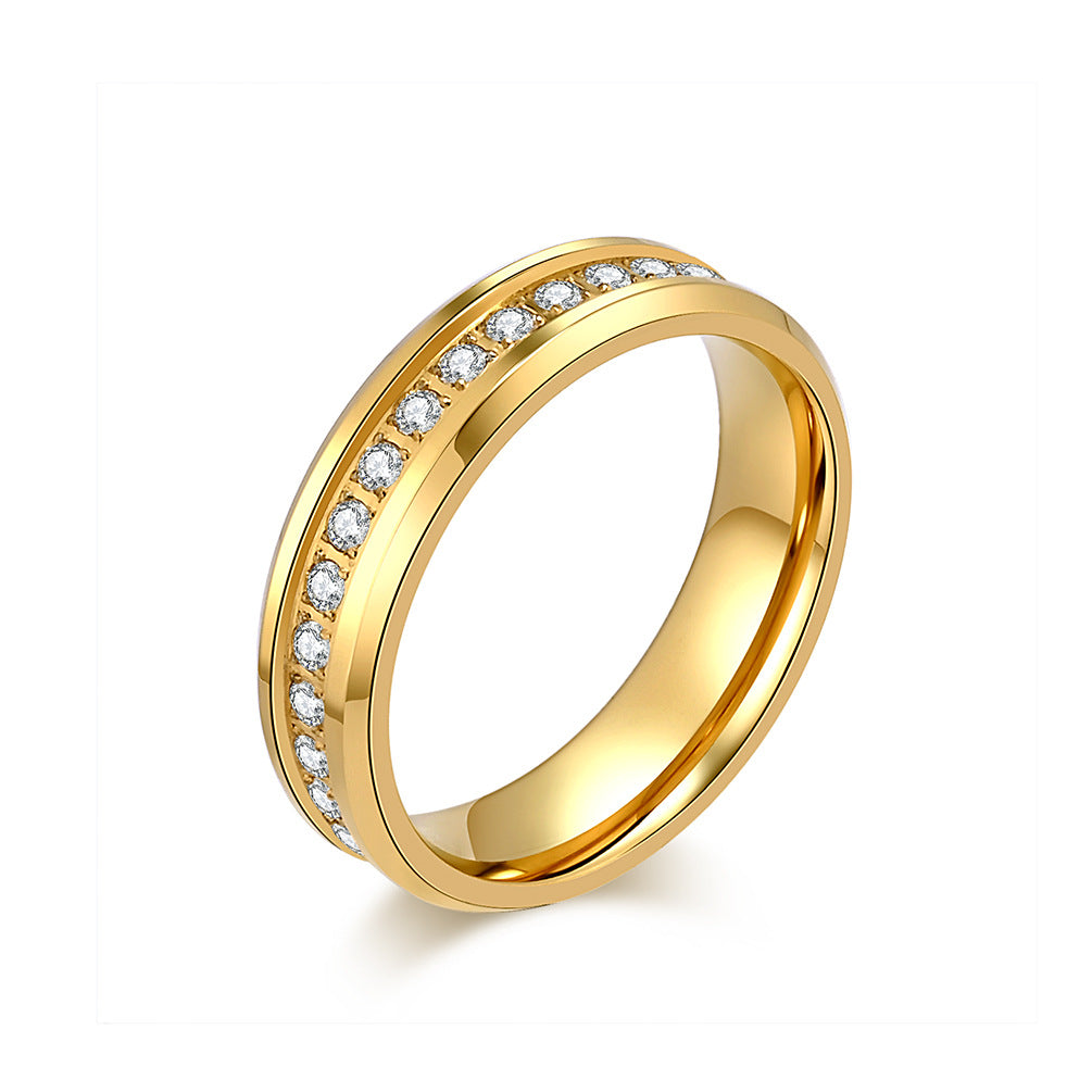 Planderful Everyday Genie Titanium Steel Zircon Ring for Couples - Elegant Wedding Proposal Jewelry for Men and Women