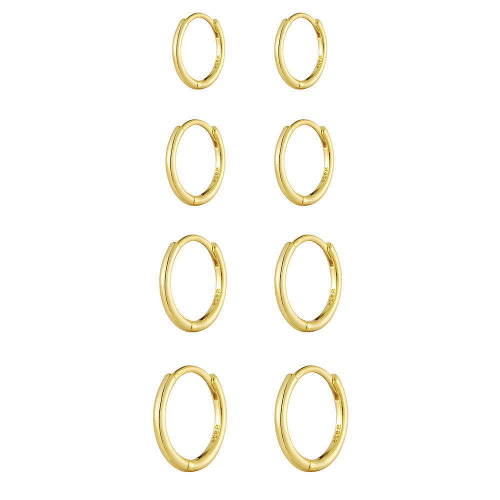 High-End 925 Sterling Silver Earrings Real Gold Glossy