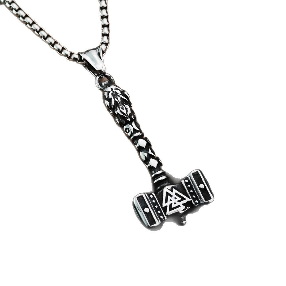 Viking Pendant Odin Triangle Celtic Wolf Titanium Steel Necklace For Men Planderful