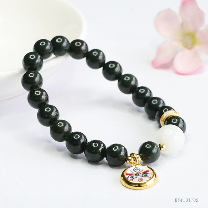 Taqing Hetian Jade & White Jade Wealth Charm Bracelet