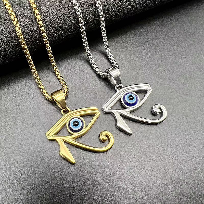 Planderful Horus Eye Pendant Necklace Gold Plated Stainless Steel Everyday Genie Collection Gift For Egyptology Fans