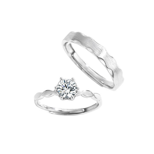 Planderful Everyday Genie S925 Sterling Silver Couple Ring for Life – Simple Brushed Korean Style Gift