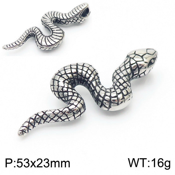 Punk Retro 3D Snake Pendant in Titanium Steel for Men - Zodiac Element Jewelry