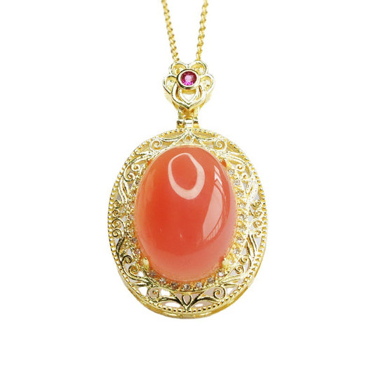 Pigeon Egg Agate Pendant Sterling Silver Necklace from the Fortune's Favor Collection