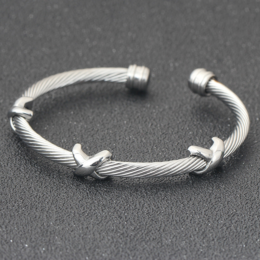 Planderful Everyday Genie Titanium Steel Twist Bracelet Cable Personalize Jewelry for Men and Women