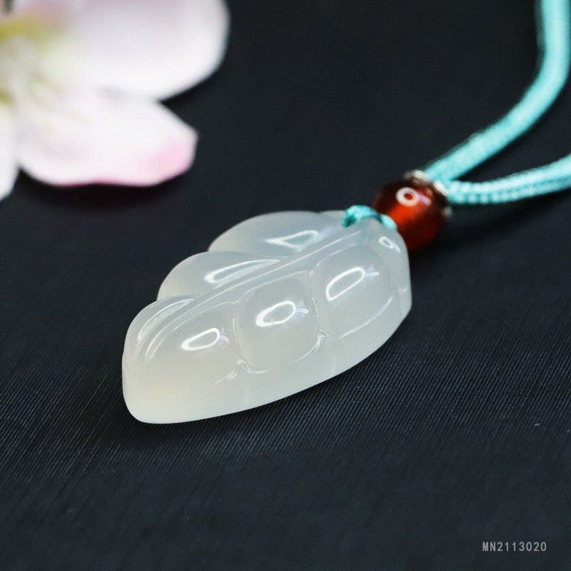 White Chalcedony Leaf Pendant