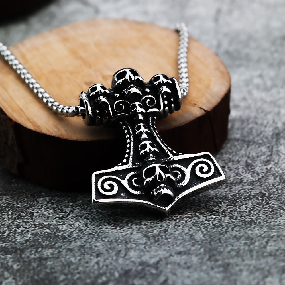 Planderful Shop Skull Pendant Stainless Steel Retro Norse Legacy For Men Personalize Halloween Accessory