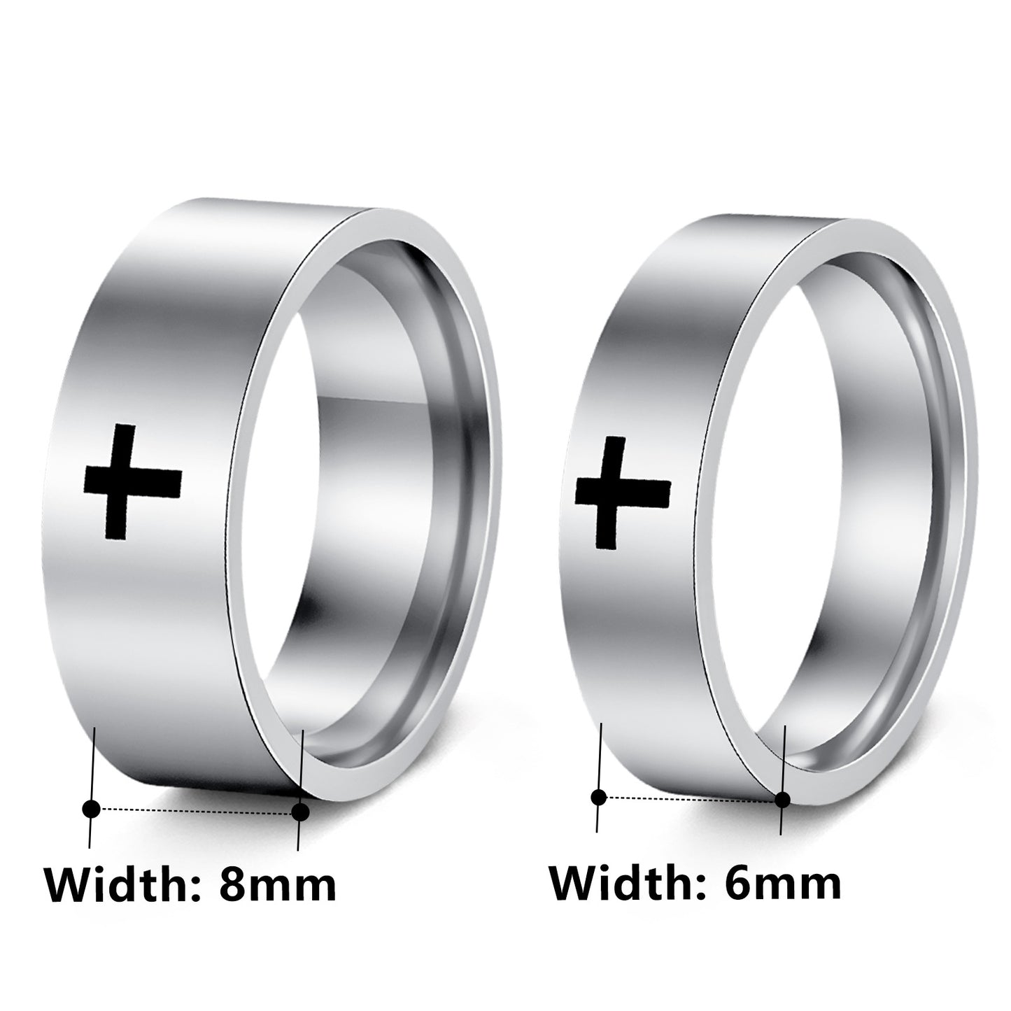 Planderful Everyday Genie Cross Stainless Steel Ring Unisex 6mm 8mm Protective Statement Jewelry