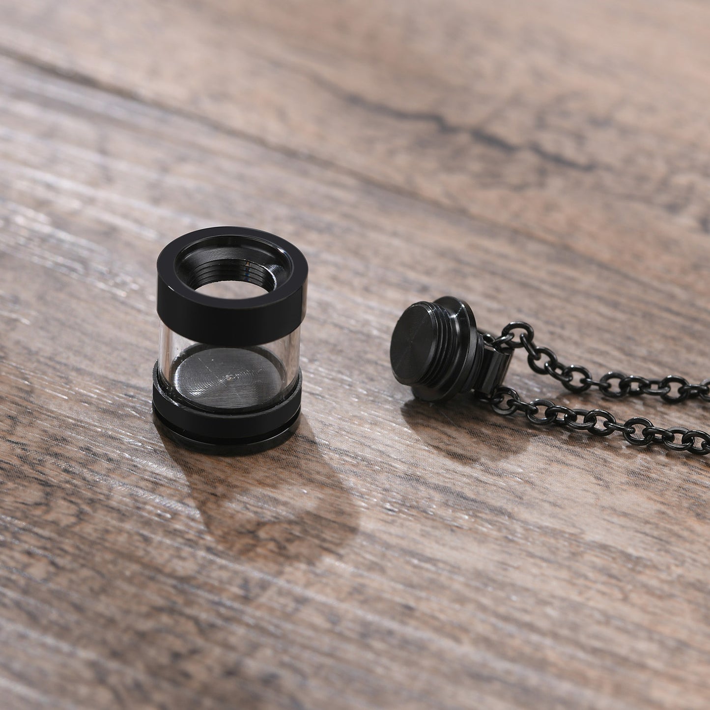 Stainless Steel Glass Transparent Urn Pendant Necklace Case