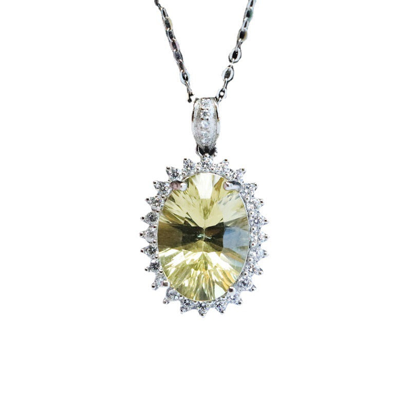 Citrine Silver Pendant — No Chain