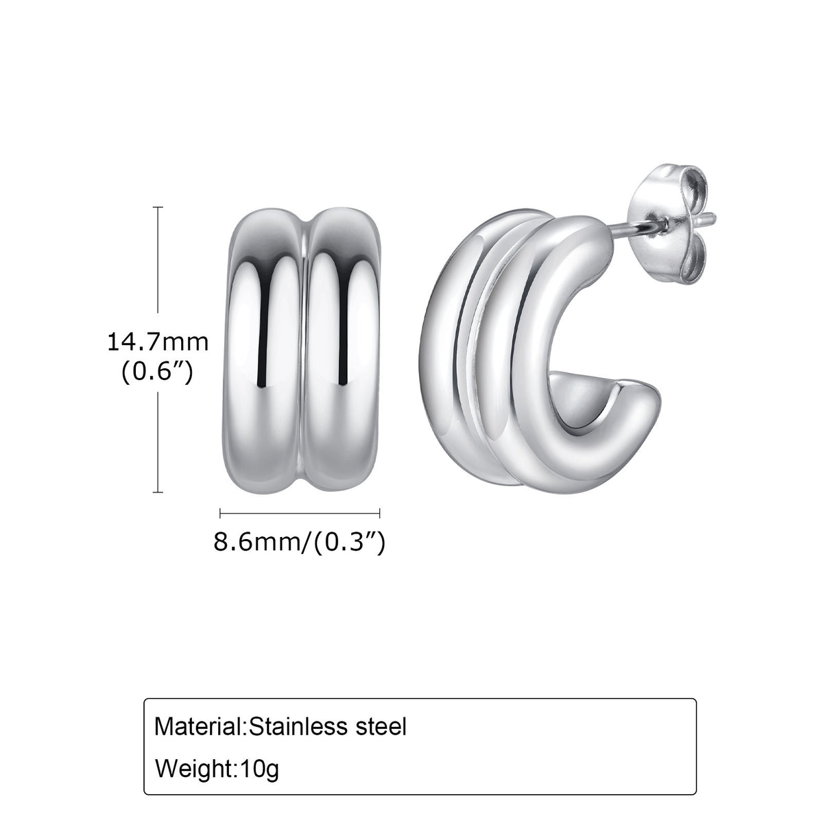 Triple-Band Hoop Earrings — Three Finishes