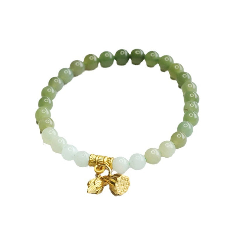 Gradient Qingshui Hetian Jade Lotus Bracelet