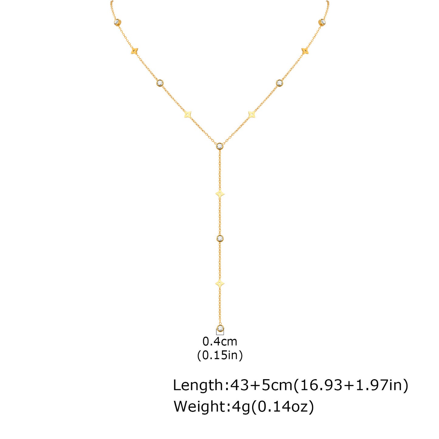 Style Lady Stainless Steel Tetragonal Star Cross Butterfly Heart Zircon Necklace