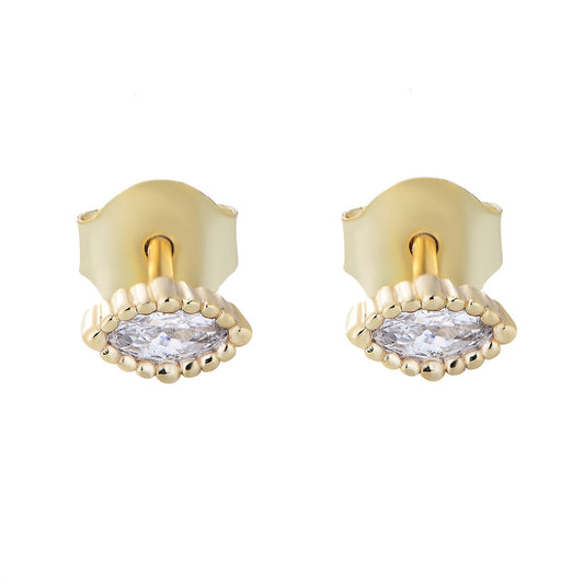 Small Fresh Zircon Stud Earrings Mini Sterling Silver Student Small Geometric Gold Earrings