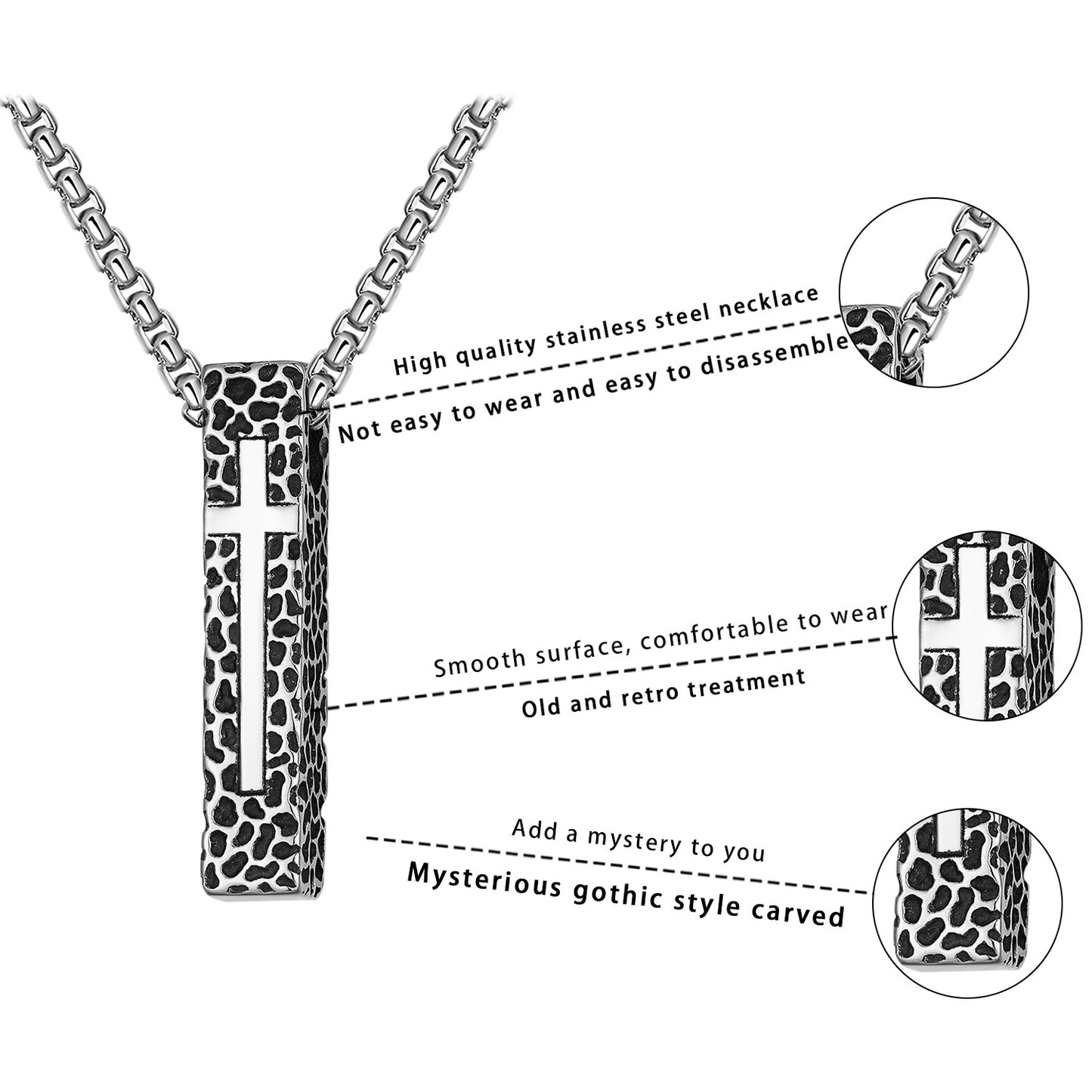 Steel Necklace – Vintage Cross Pendant