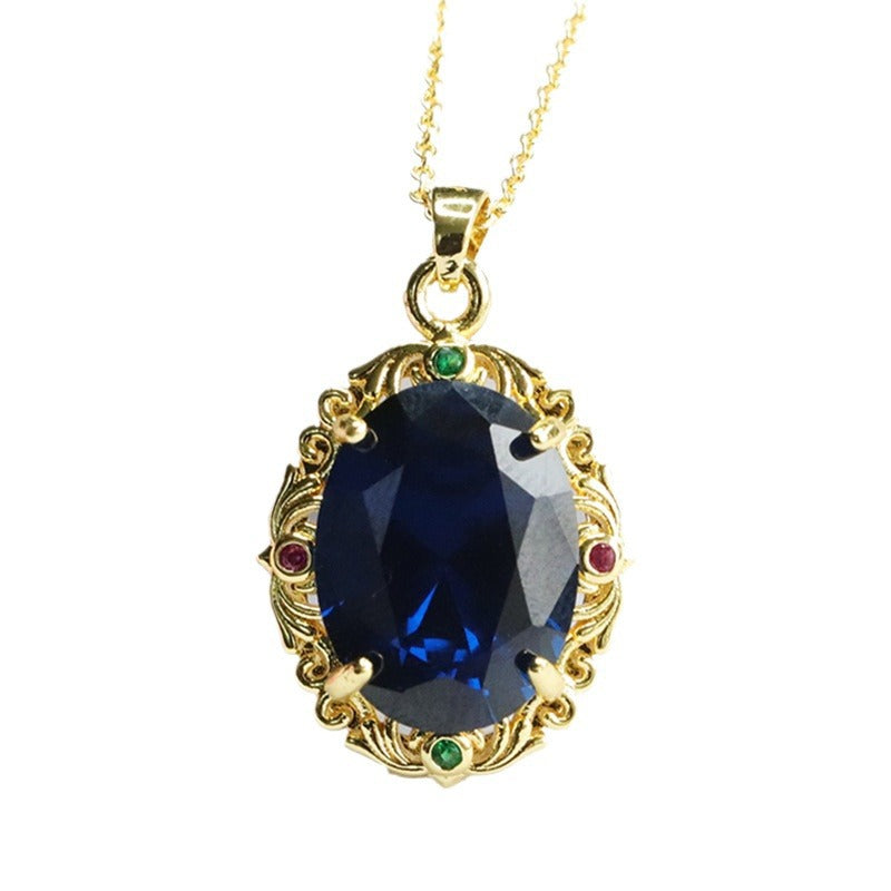 Lab-Grown Blue Spinel Floral Leaf Pendant — No Chain