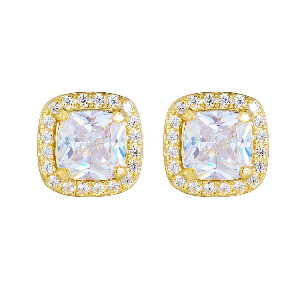 European and American Cross-Border S925 Sterling Silver Zircon Stud Earrings