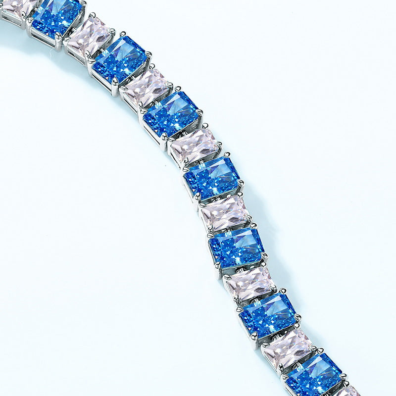 S925 Sterling Silver High-Carbon Stone Flower Ice-Cut Bracelet