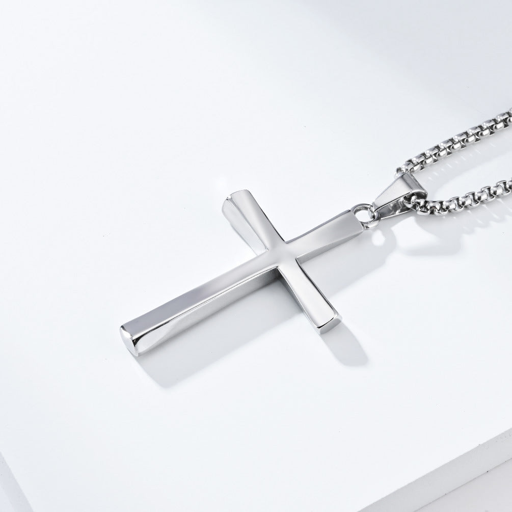 Twisted Titanium Steel Cross Necklace for Men - Personalized Pendant