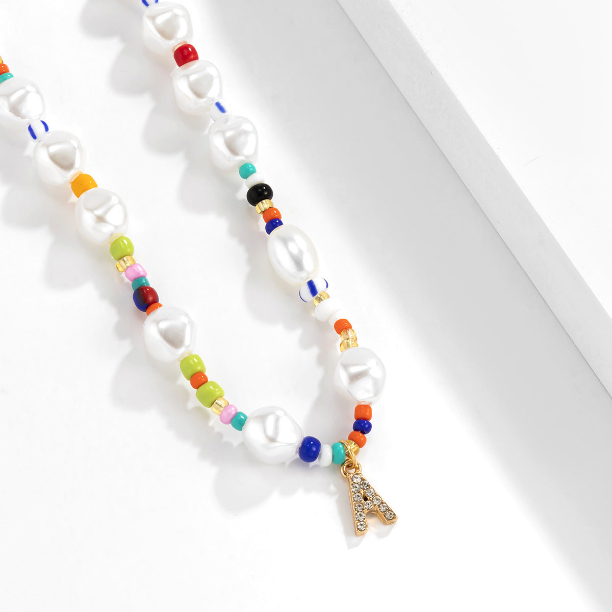 Planderful Collection Vienna Verve Imitation Pearl Beaded Necklace With Letter Pendant For Women Beach Chic